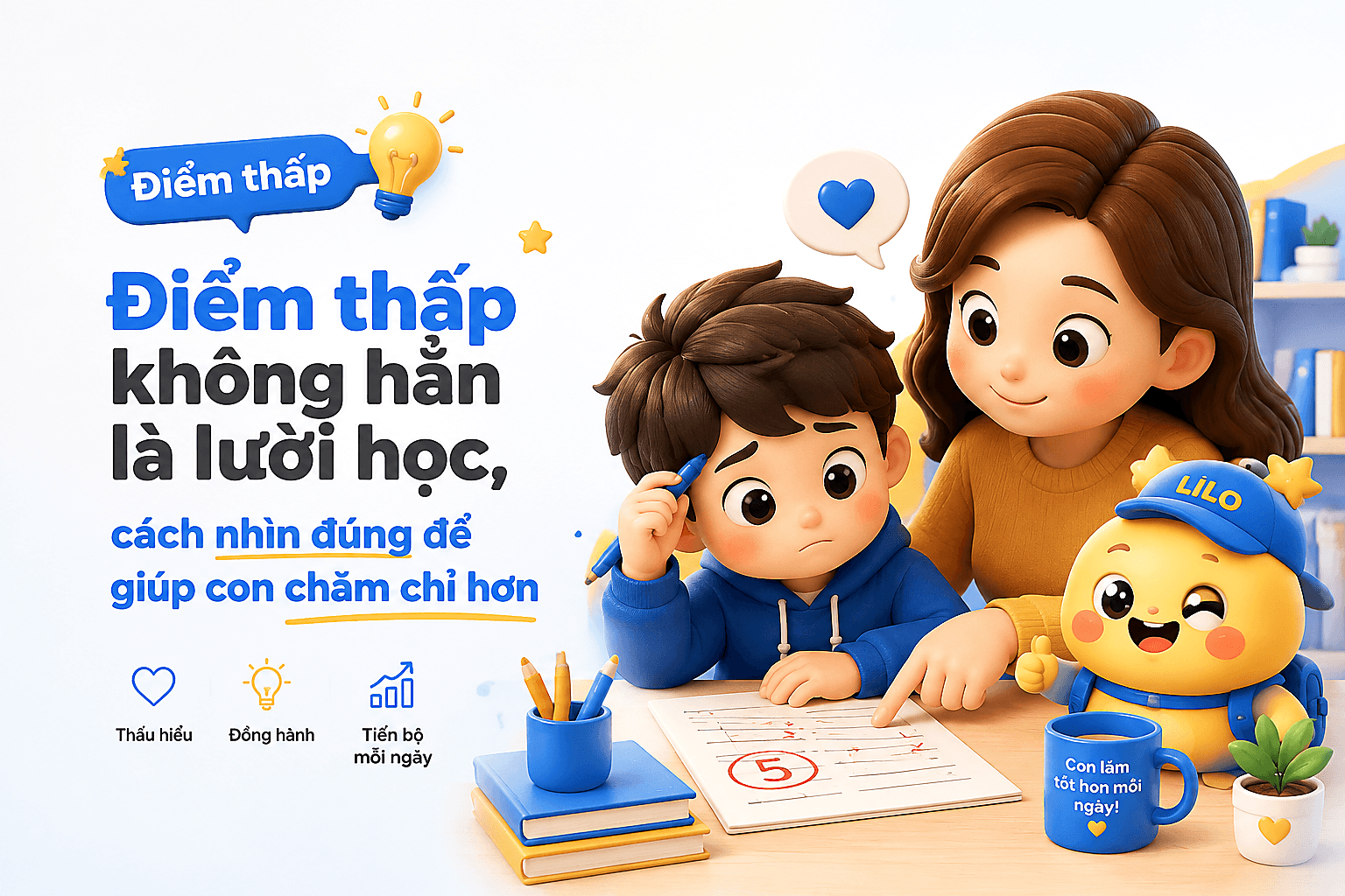 Điểm thấp không hẳn là lười học, cách nhìn đúng để giúp con chăm chỉ hơn