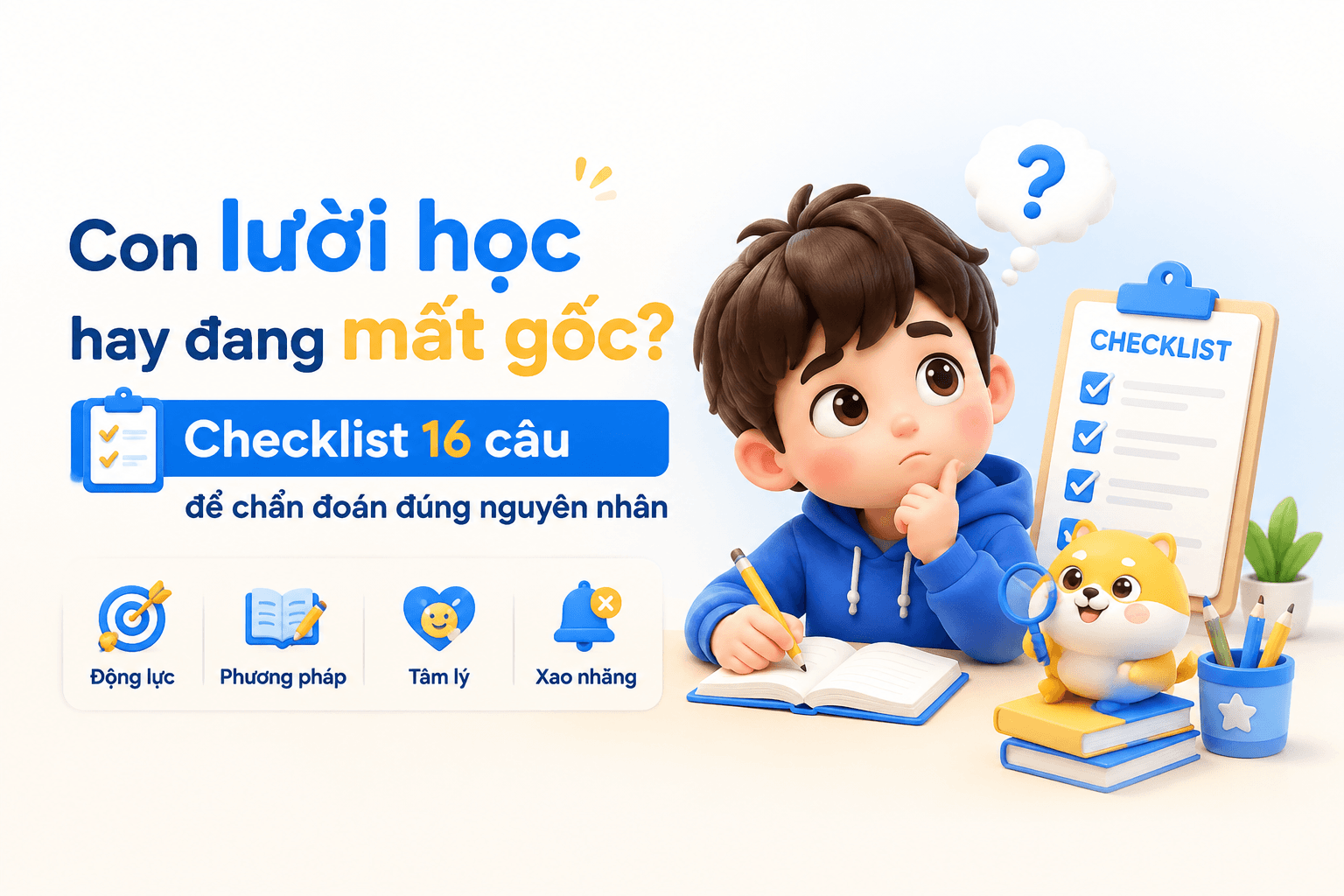 Con lười học hay đang mất gốc? Checklist 16 câu để chẩn đoán đúng nguyên nhân