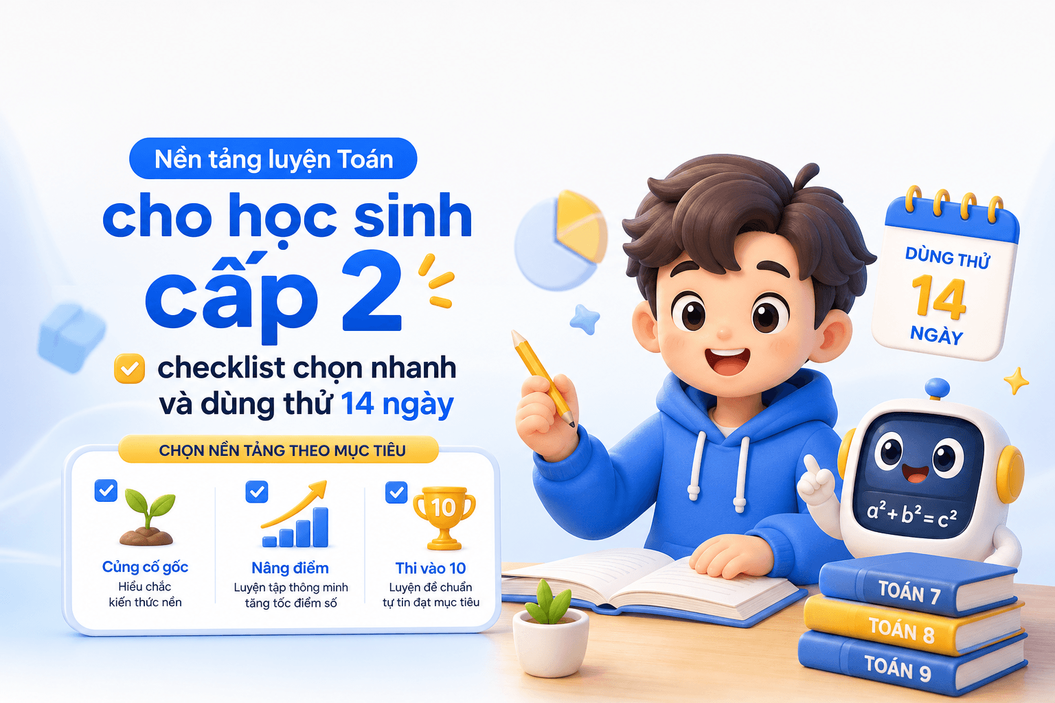 Nền tảng luyện Toán cho học sinh cấp 2 - checklist chọn nhanh và dùng thử 14 ngày