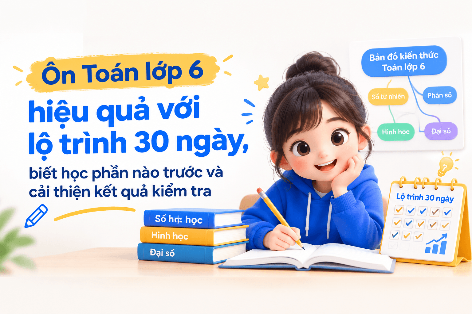 Ôn Toán lớp 6 hiệu quả với lộ trình 30 ngày, biết học phần nào trước và cải thiện kết quả kiểm tra