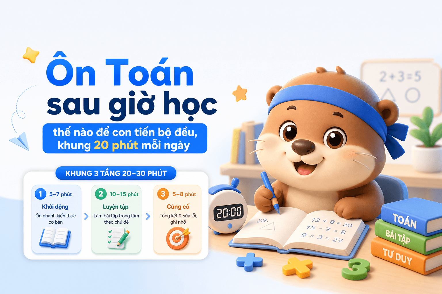 Ôn Toán sau giờ học thế nào để con tiến bộ đều, khung 20 phút mỗi ngày