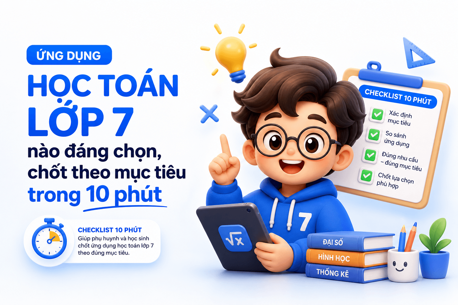 Ứng dụng học toán lớp 7 nào đáng chọn, chốt theo mục tiêu trong 10 phút
